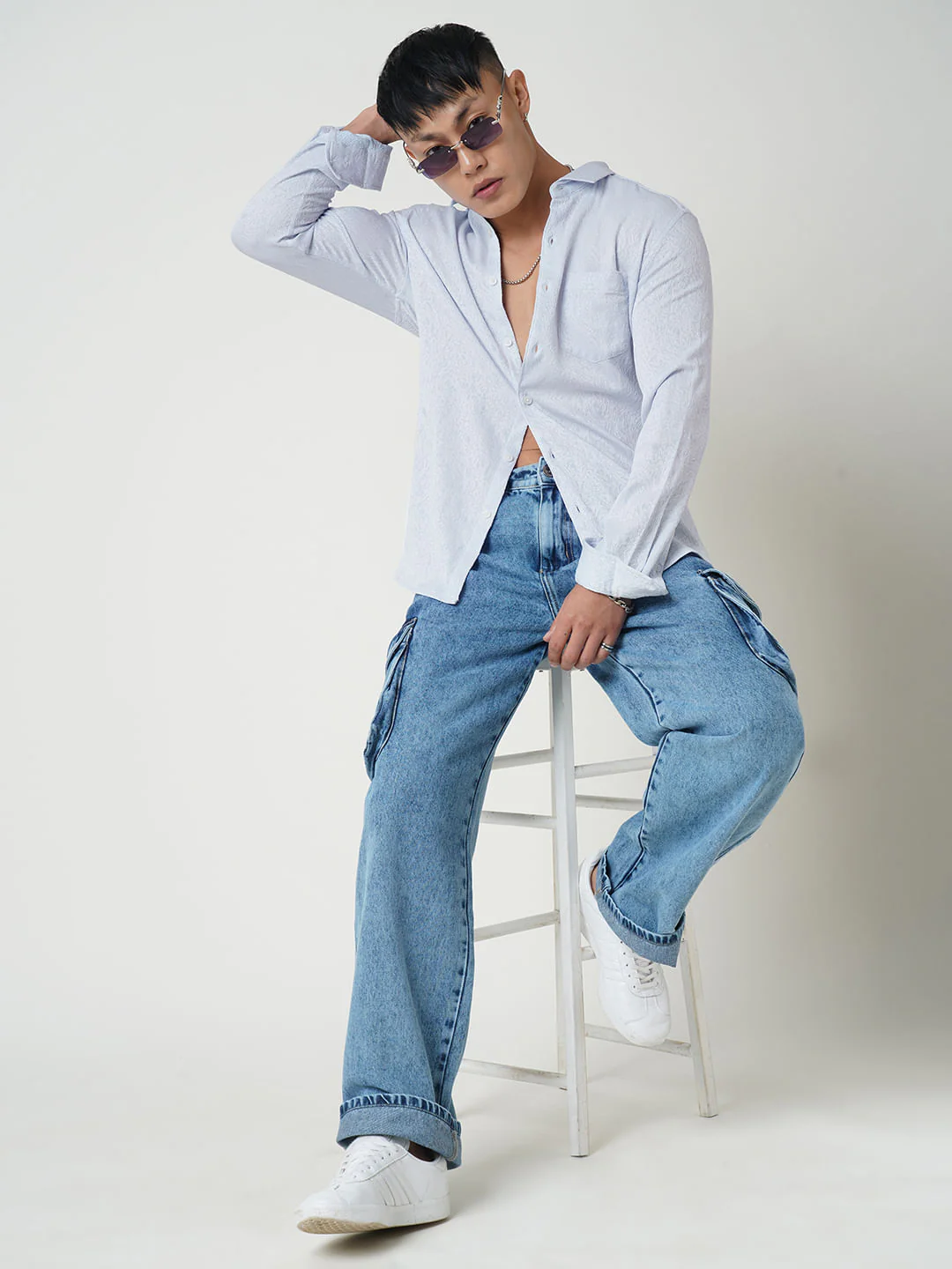 Columbia Blue Jacquard Shirt - Image 8