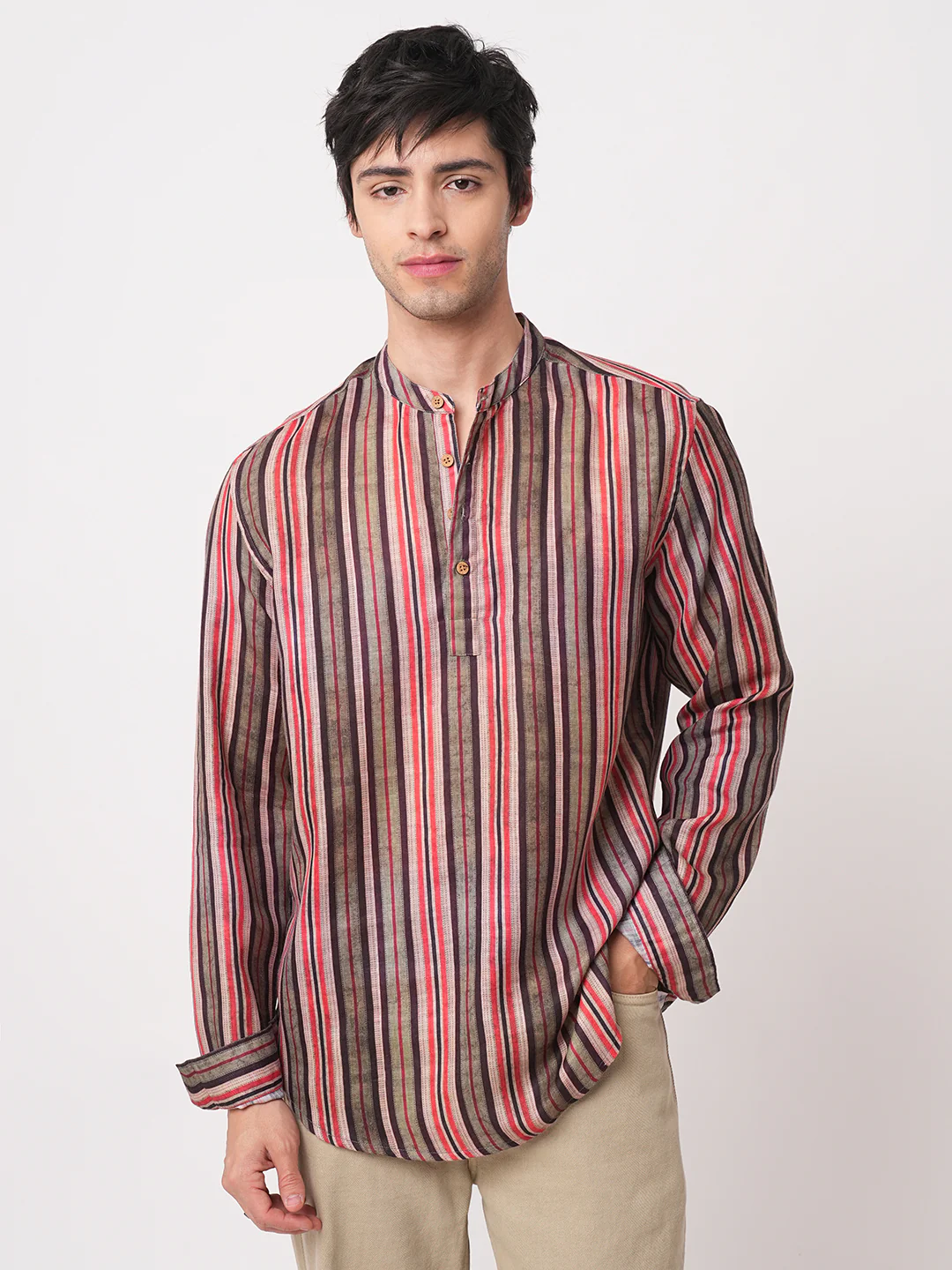 Contemporary Striped Multicolour Kurta - Image 4