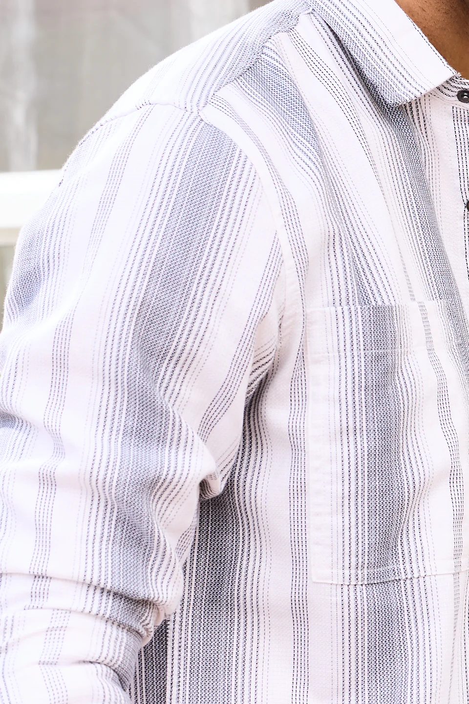Contrast Echo Grey Stripescape Double Pocket Shirt - Image 3