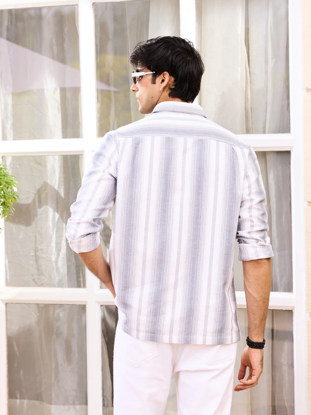Contrast Echo Grey Stripescape Double Pocket Shirt - Image 6