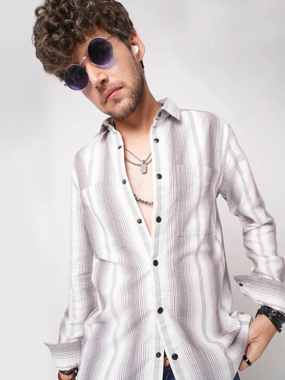 Contrast Echo Stripescape Double Pocket Shirt - Image 2