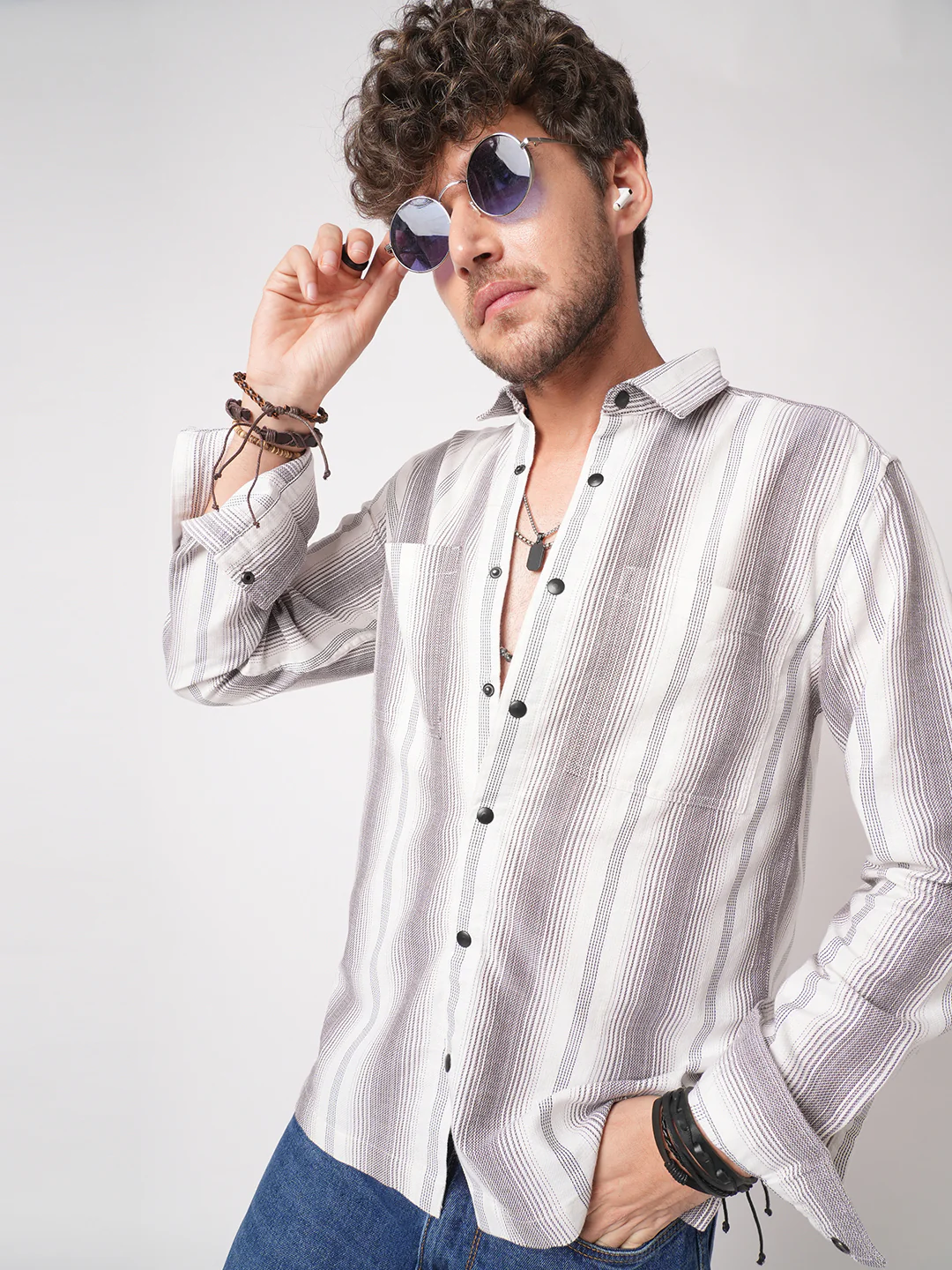 Contrast Echo Stripescape Double Pocket Shirt - Image 4