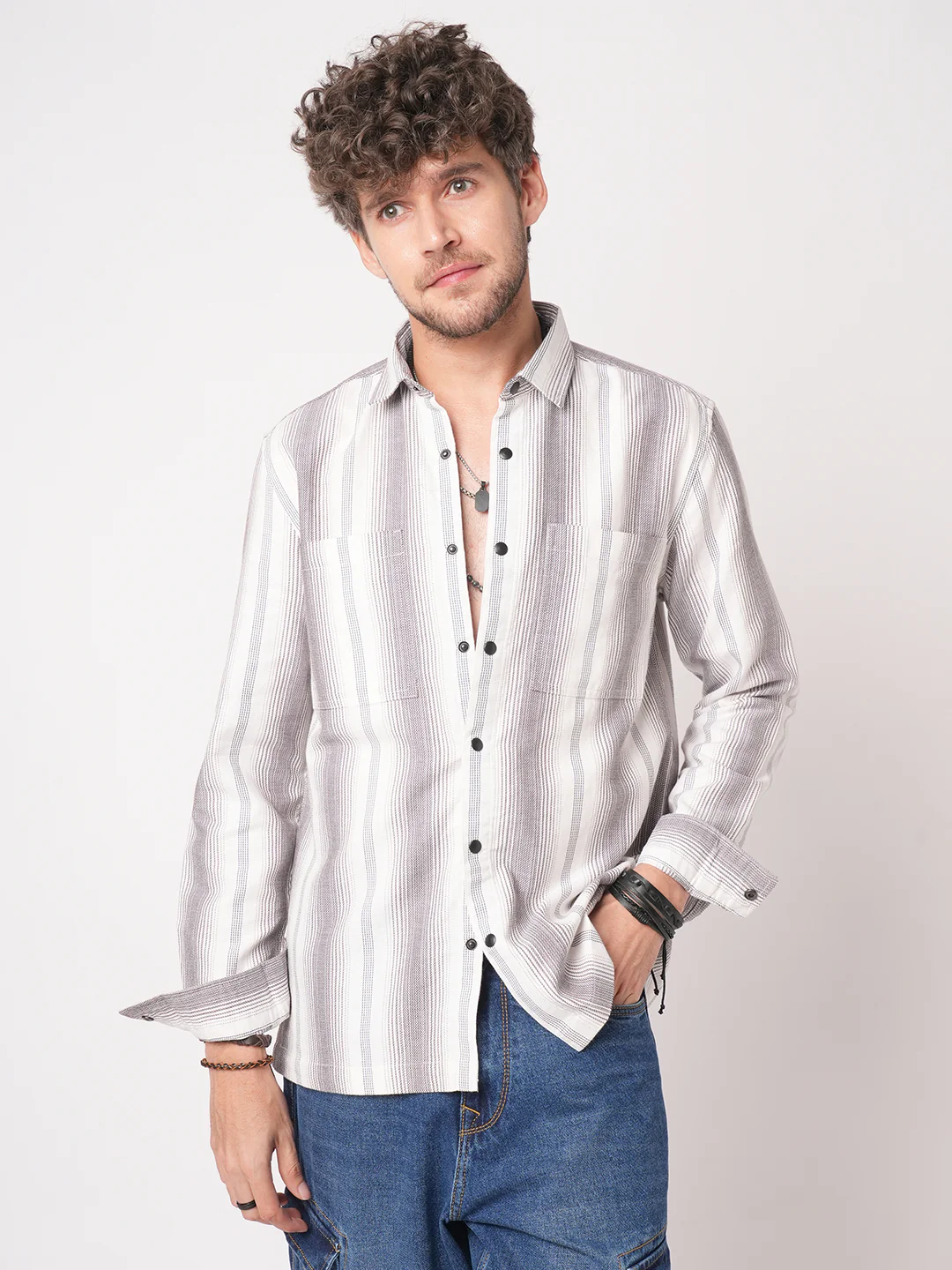 Contrast Echo Stripescape Double Pocket Shirt - Image 5