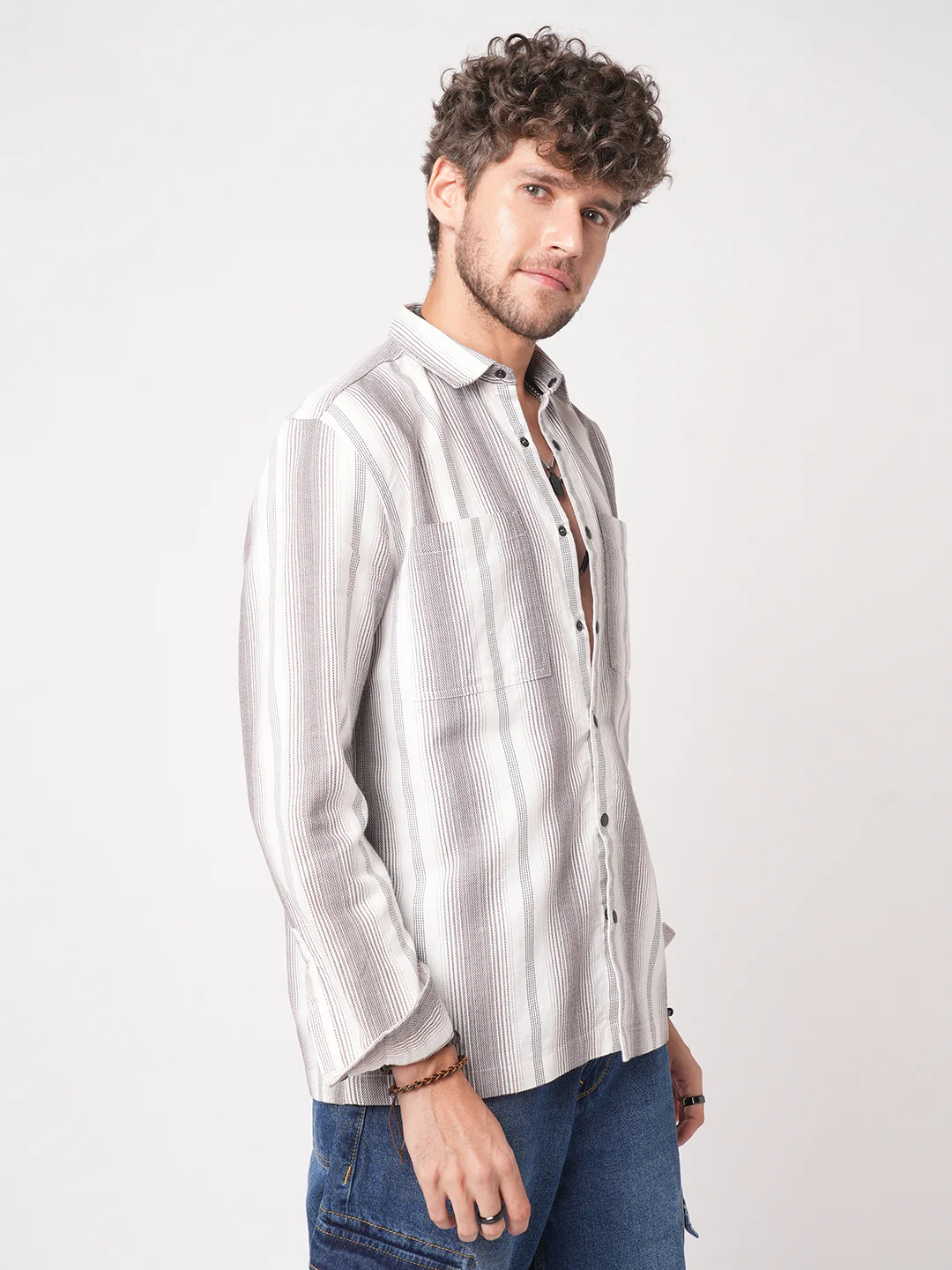 Contrast Echo Stripescape Double Pocket Shirt - Image 6