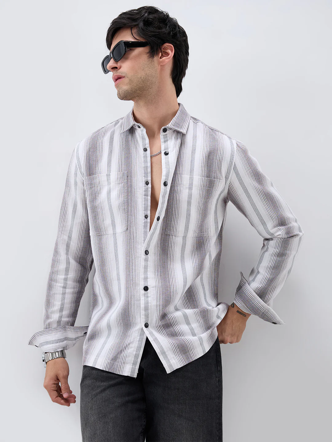Contrast Echo Stripescape Double Pocket Shirt - Image 2