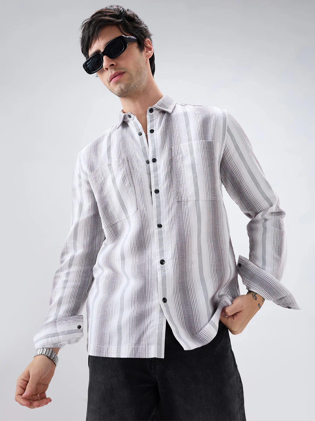 Contrast Echo Stripescape Double Pocket Shirt - Image 4