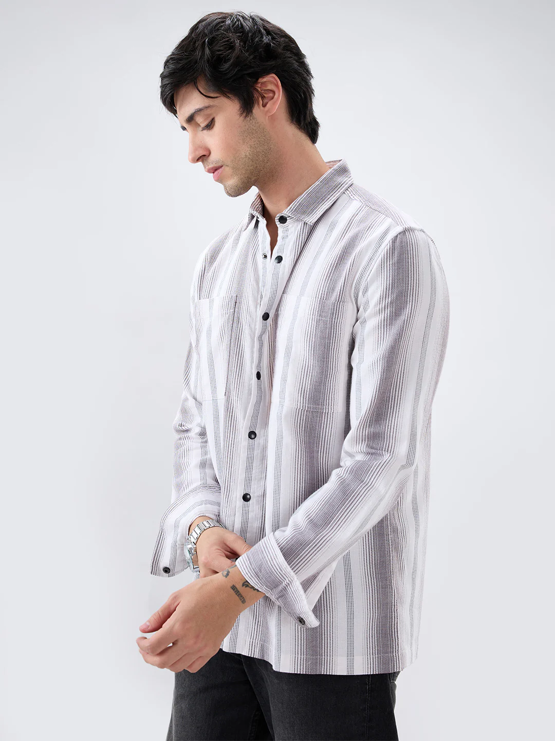 Contrast Echo Stripescape Double Pocket Shirt - Image 6