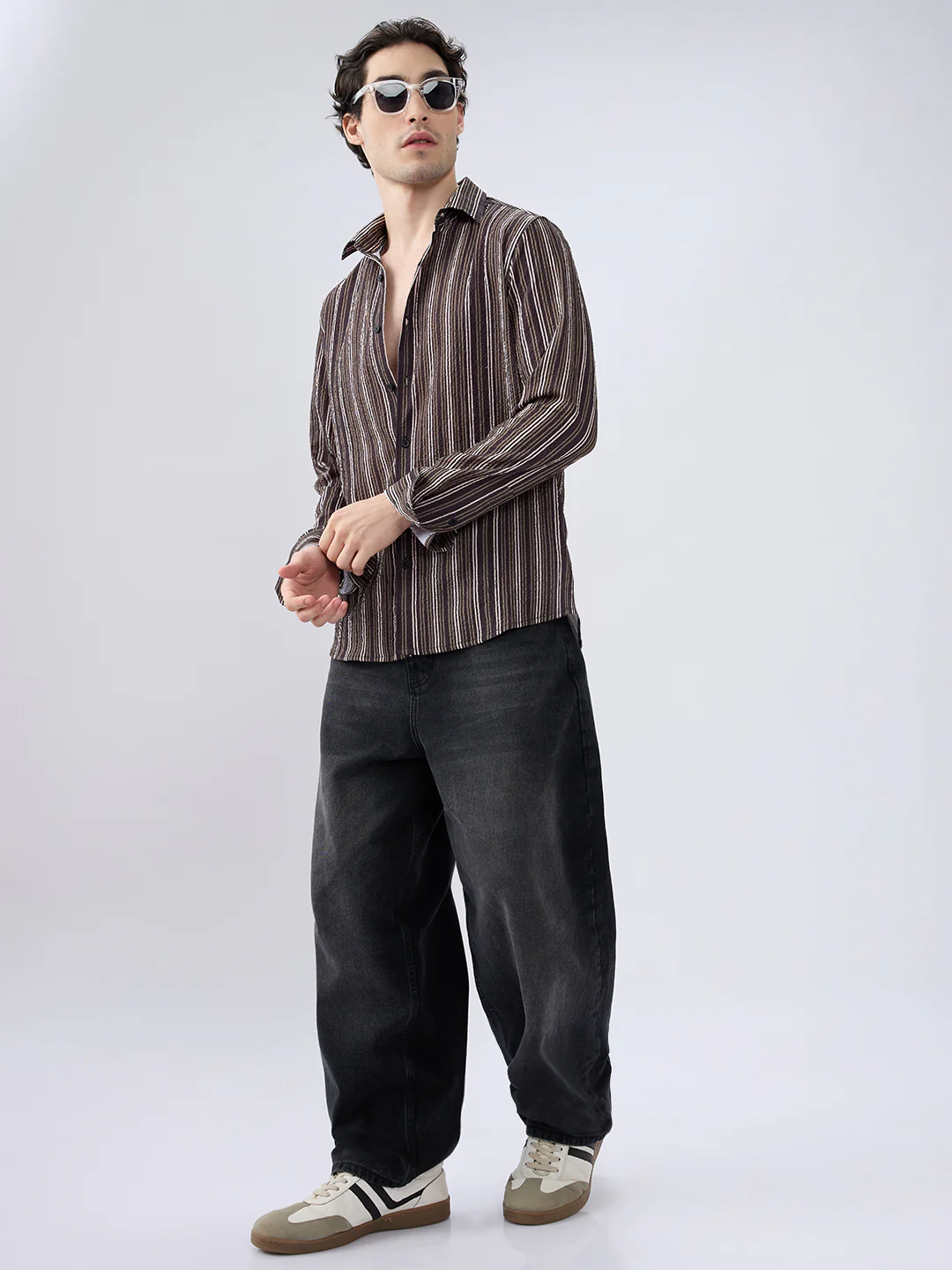 Contrast Pinstripe Evening Shirt - Image 7