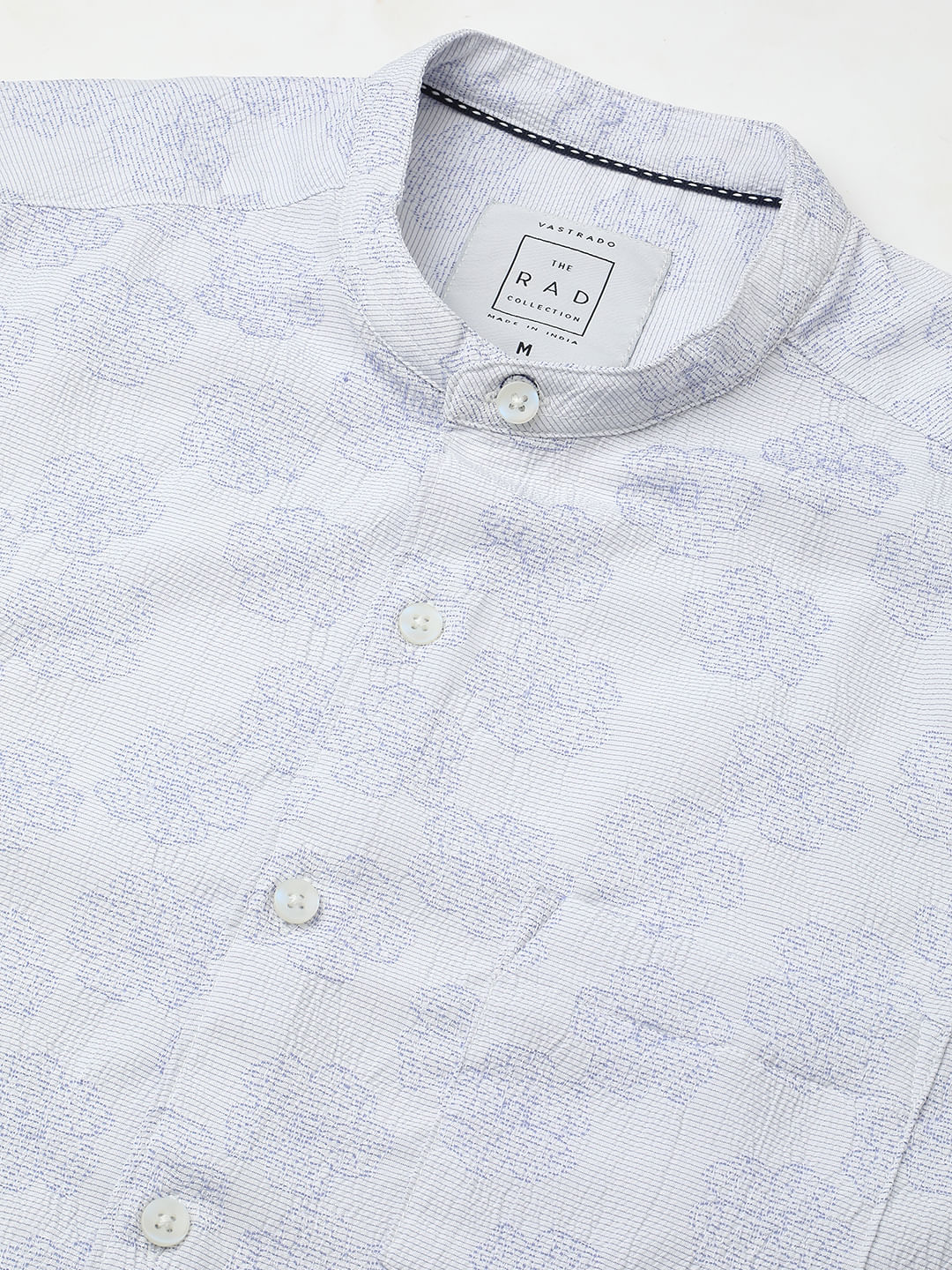 Cool Blue Floral Intricate Jacquard Creased Shirt - Image 8