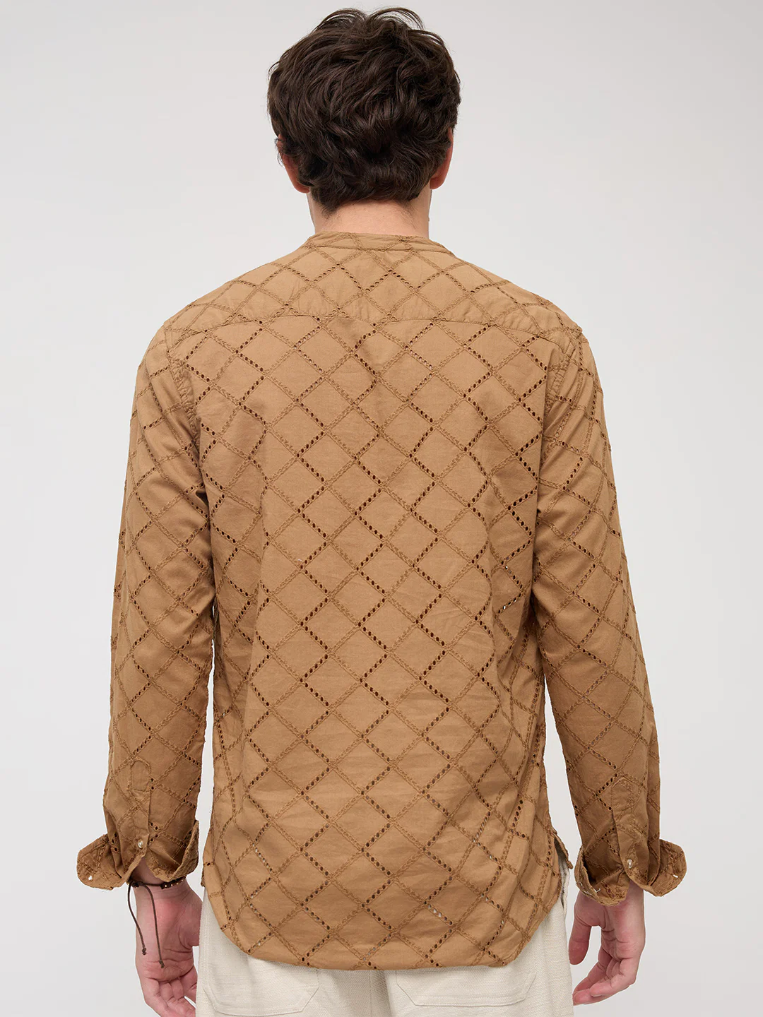 Copper Brown Diamond Schiffli Kurta - Image 8