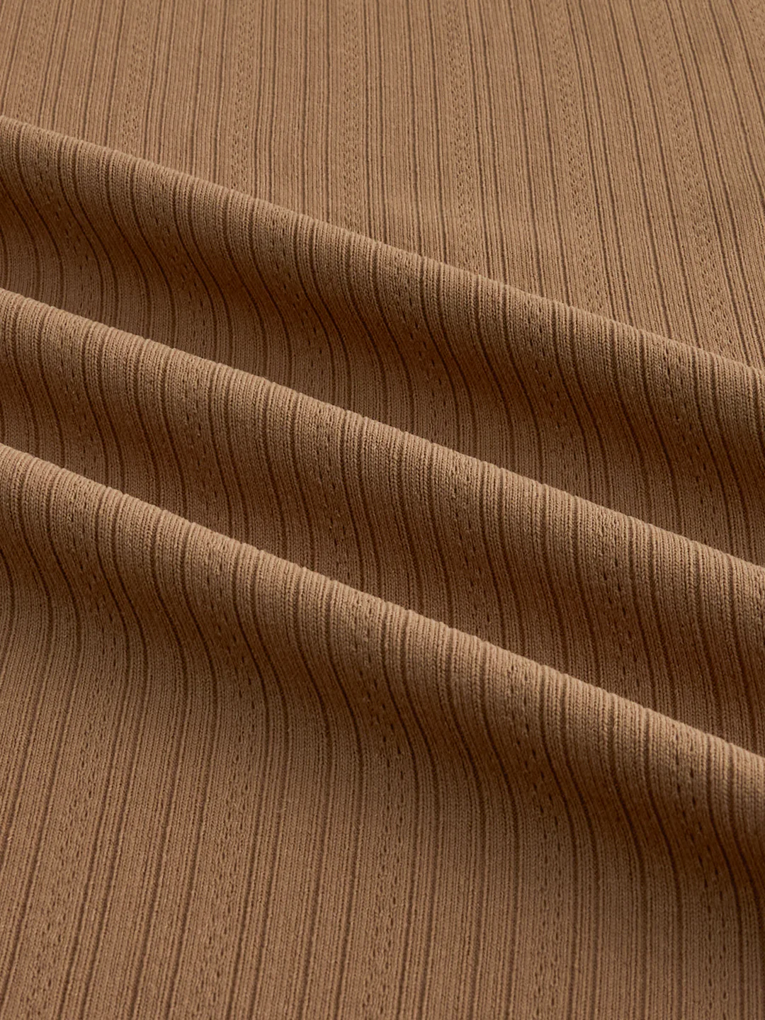 Copper Brown Fine Vertical Ribbed Knitted Shirt - Image 3