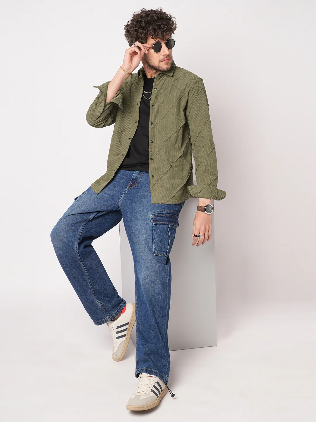 Cordcraft Olive Crosshatch Statement Shirt - Image 8