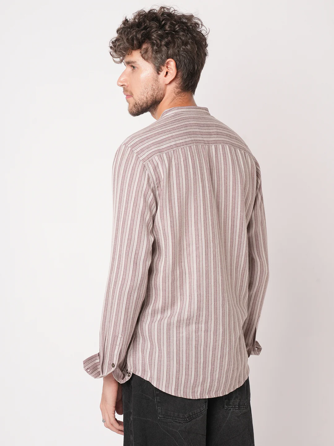 Cordovan Maroon Awning Stripe Kurta - Image 7