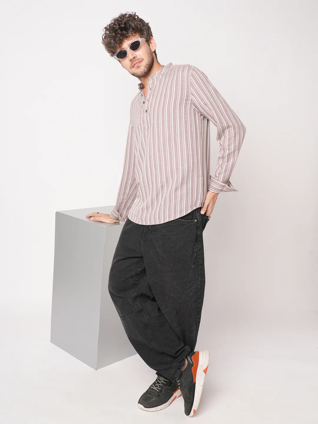 Cordovan Maroon Awning Stripe Kurta - Image 8