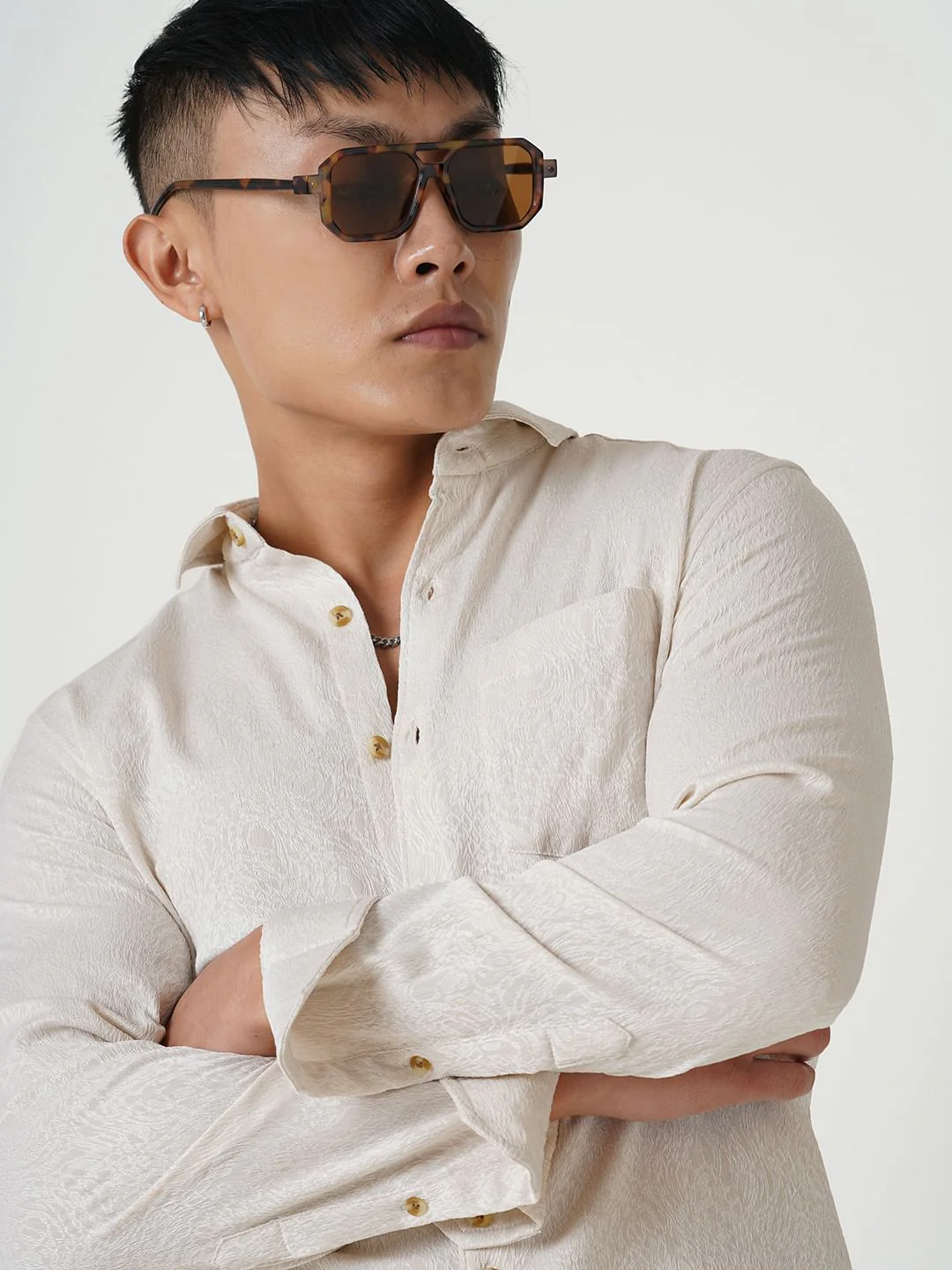 Cream Jacquard Shirt - Image 4