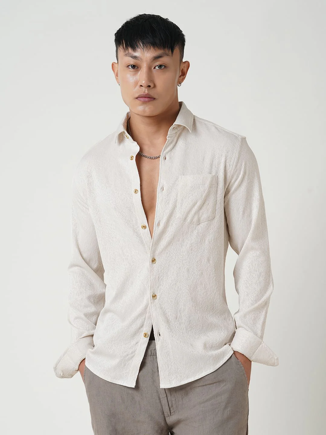 Cream Jacquard Shirt - Image 5