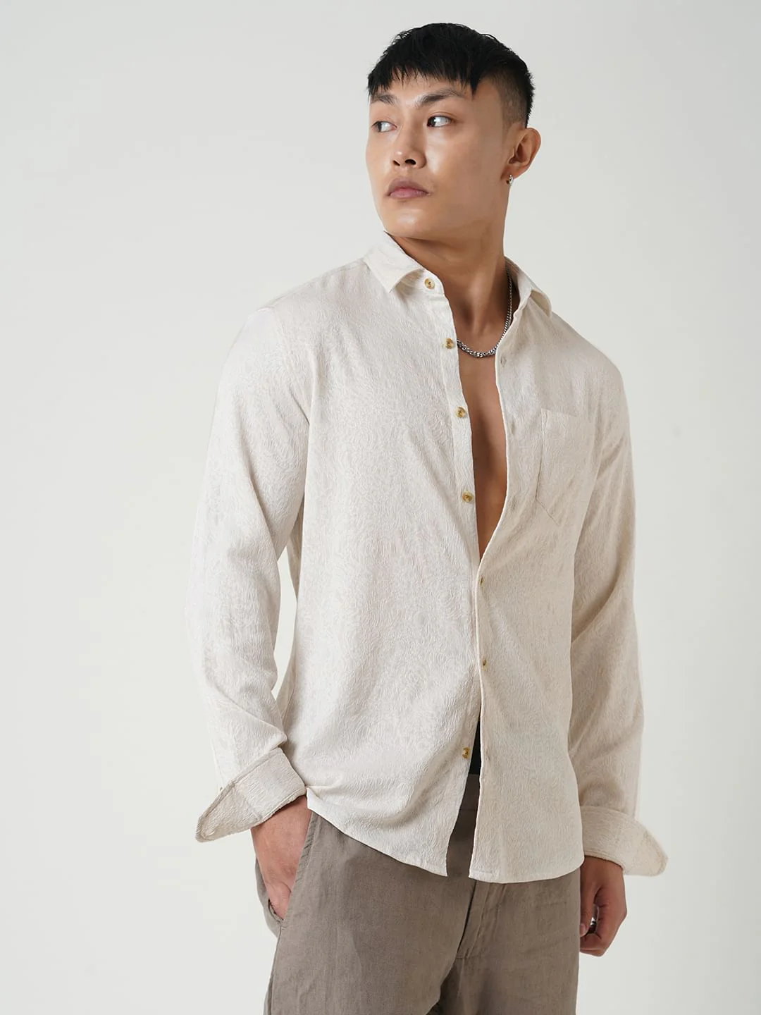 Cream Jacquard Shirt - Image 6