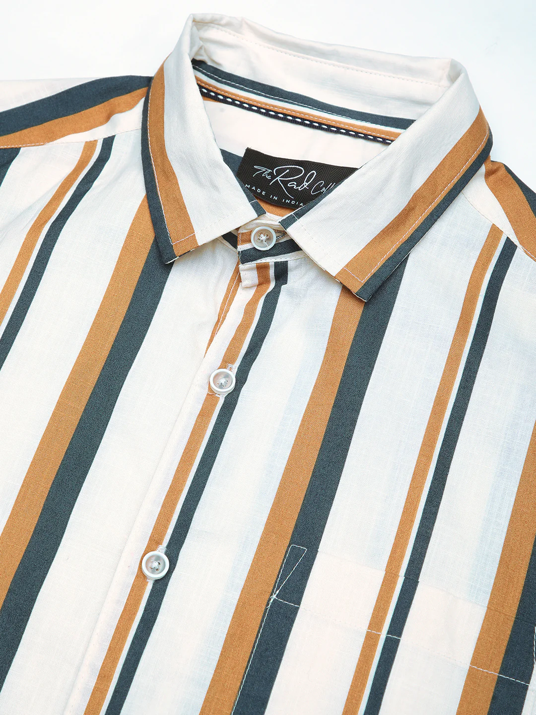 Cream & Teal Awning Stripes Shirt - Image 3