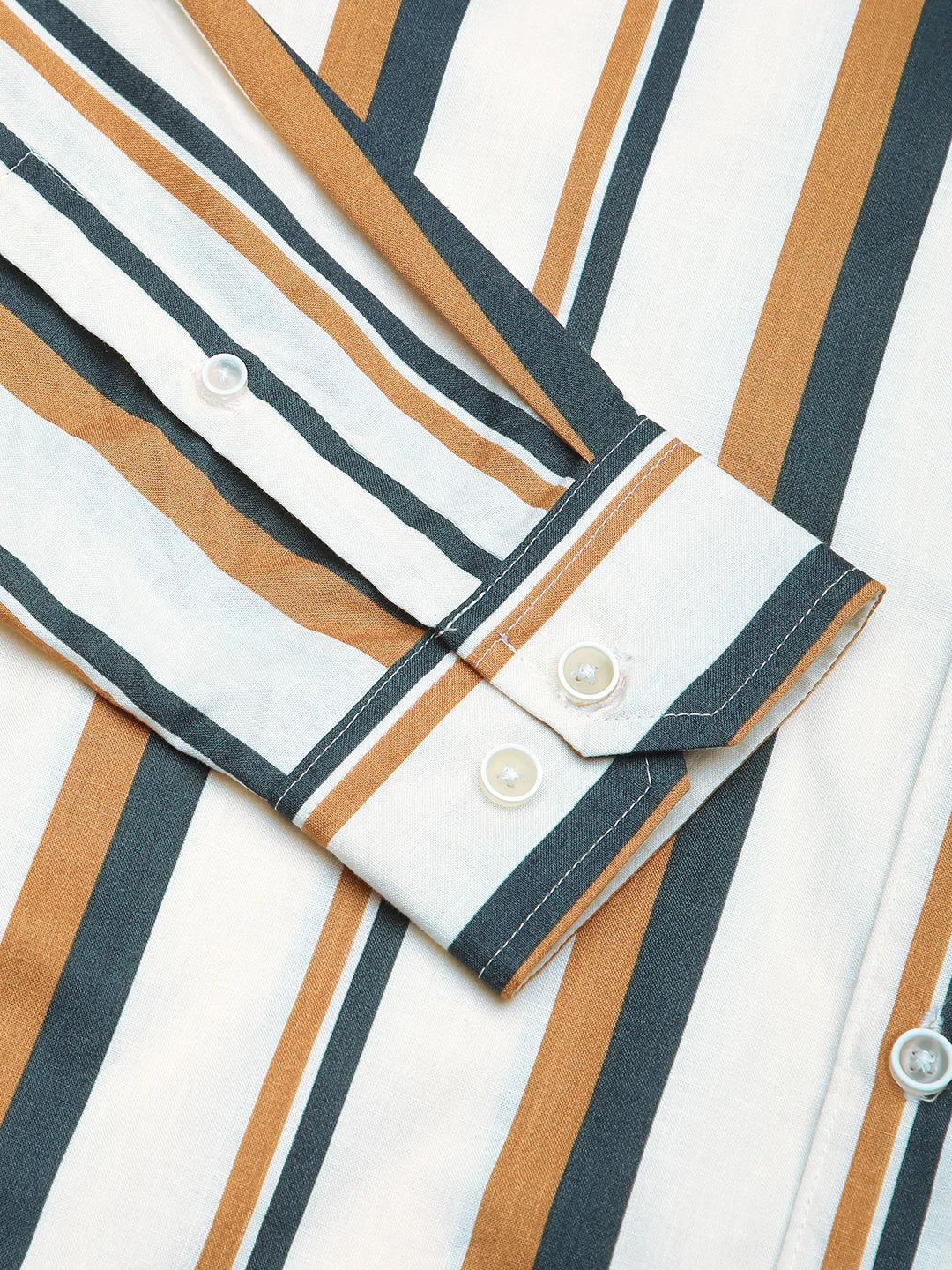 Cream & Teal Awning Stripes Shirt - Image 9