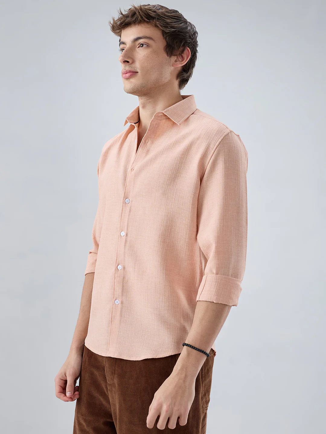 Creamy Peach Subtle Textured Shirt - Image 6