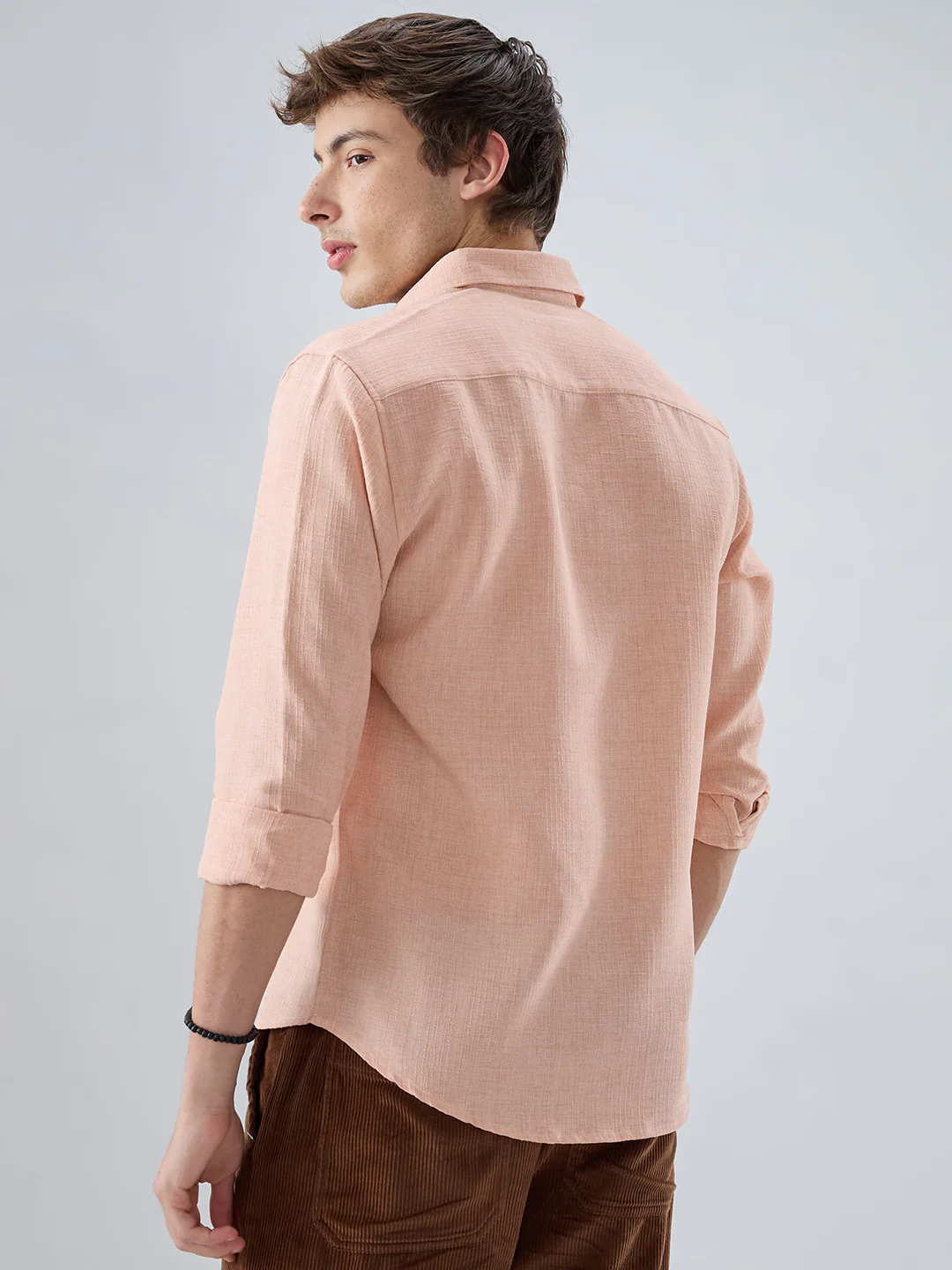 Creamy Peach Subtle Textured Shirt - Image 7