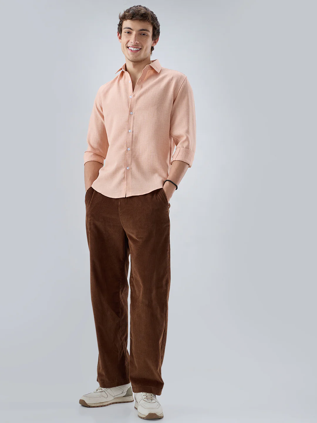 Creamy Peach Subtle Textured Shirt - Image 8