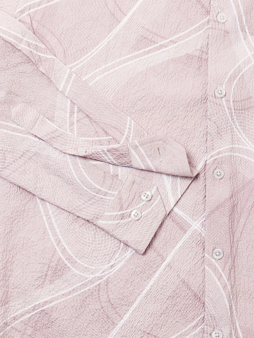 Creased Almond Beige Abstract Printed Shirt - Image 3
