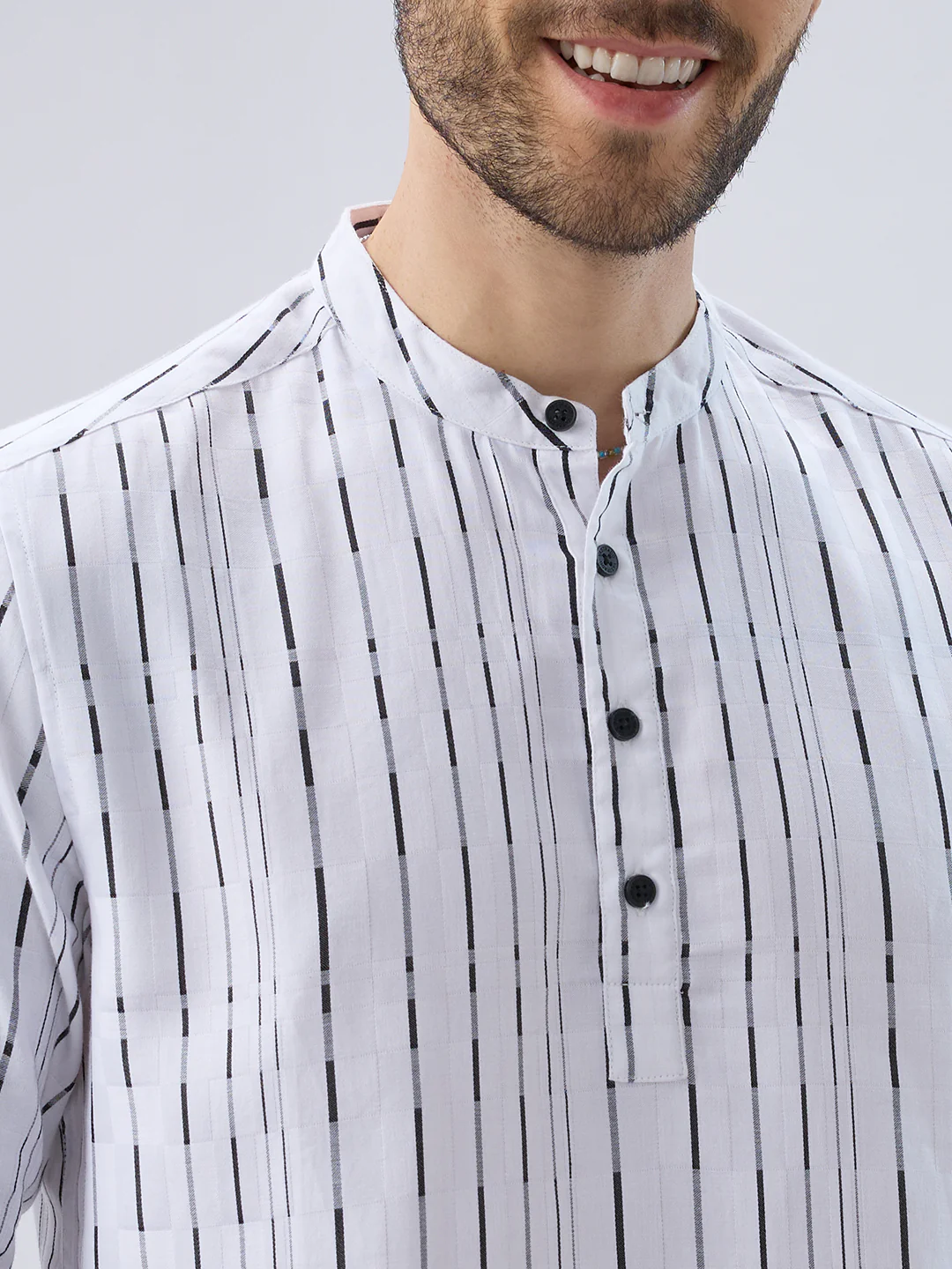Crisp Canvas Contrast Striped Kurta - Image 3