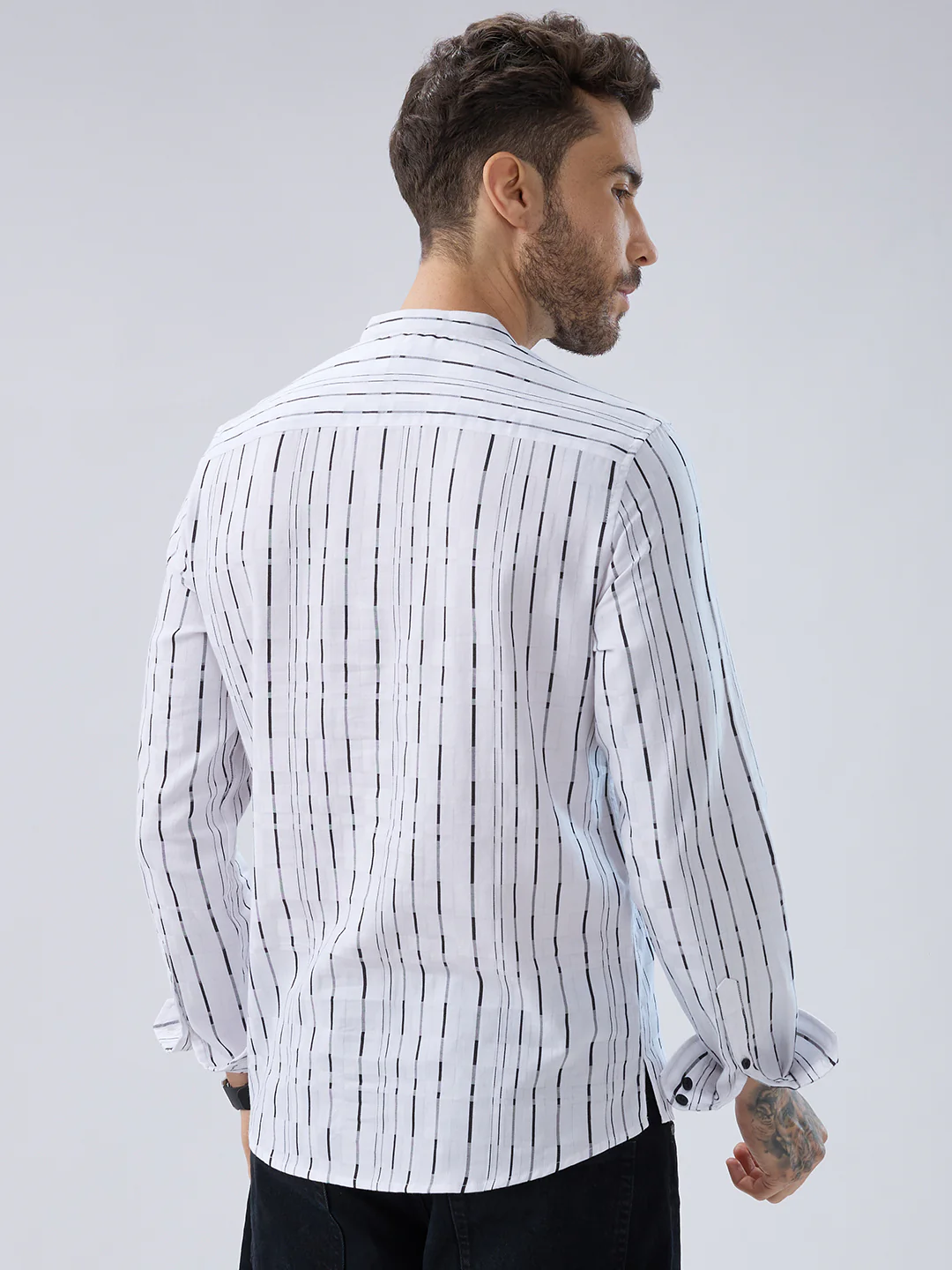 Crisp Canvas Contrast Striped Kurta - Image 7