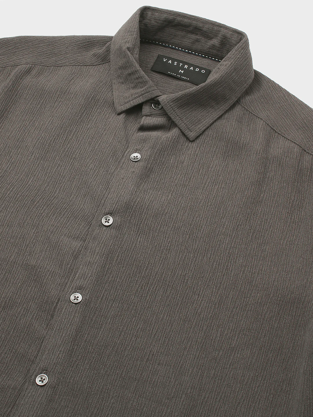 Crushed Warm Grey Crepe Shirt - Image 3
