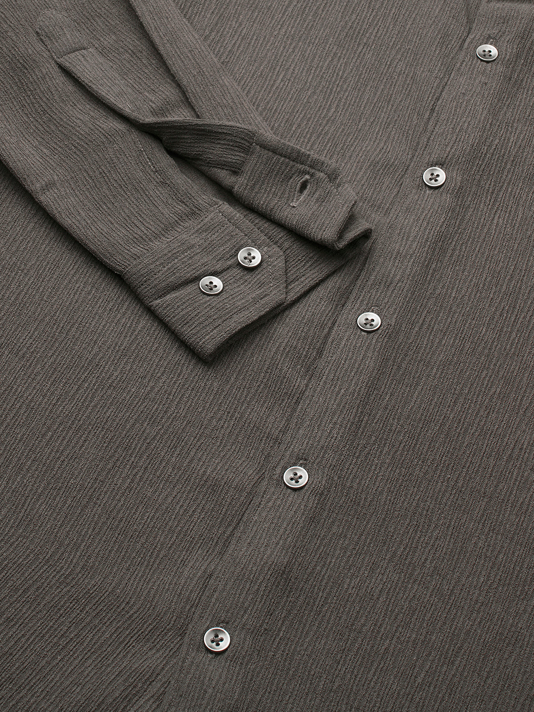 Crushed Warm Grey Crepe Shirt - Image 9
