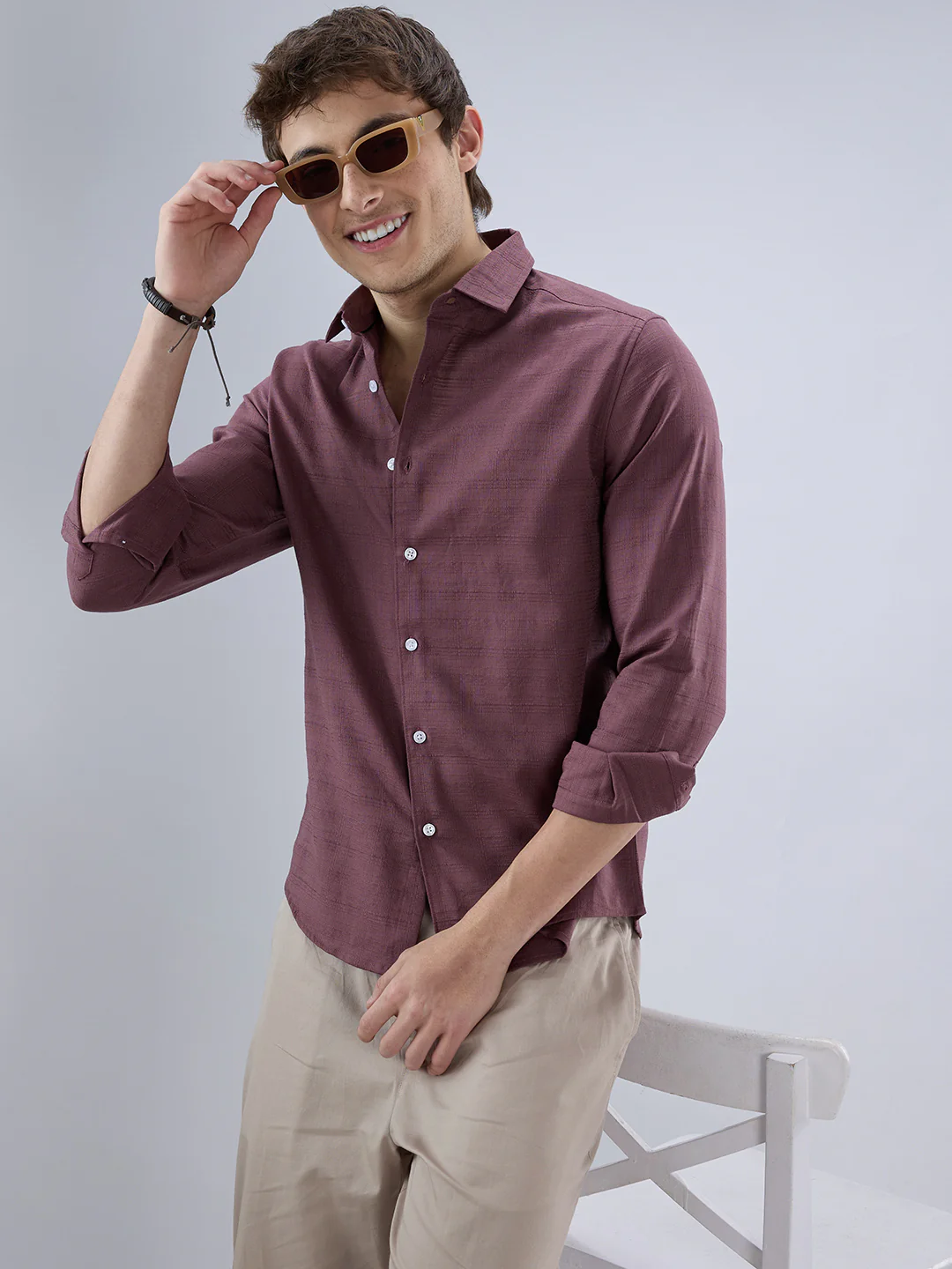 Dark Cocoa Fine Weave Textured Shirt - Image 2