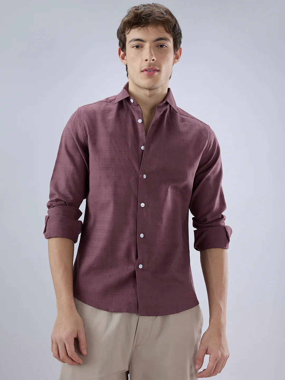 Dark Cocoa Fine Weave Textured Shirt - Image 5