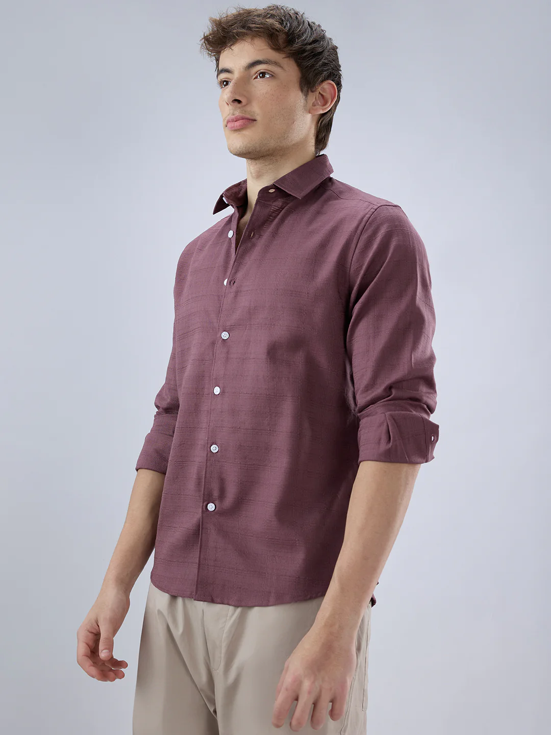 Dark Cocoa Fine Weave Textured Shirt - Image 6