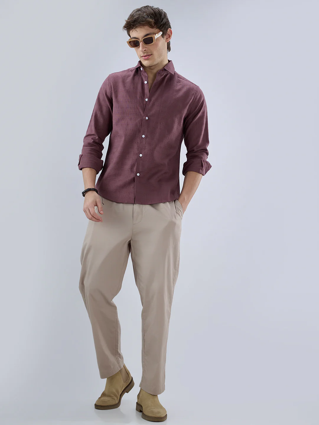 Dark Cocoa Fine Weave Textured Shirt - Image 8