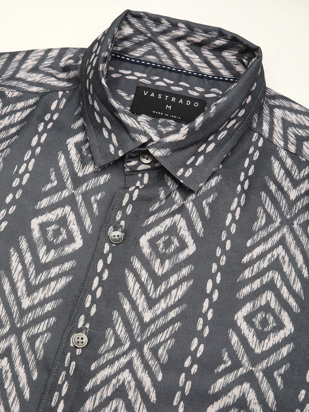 Dark Slate Grey Ikat Printed Shirt - Image 3