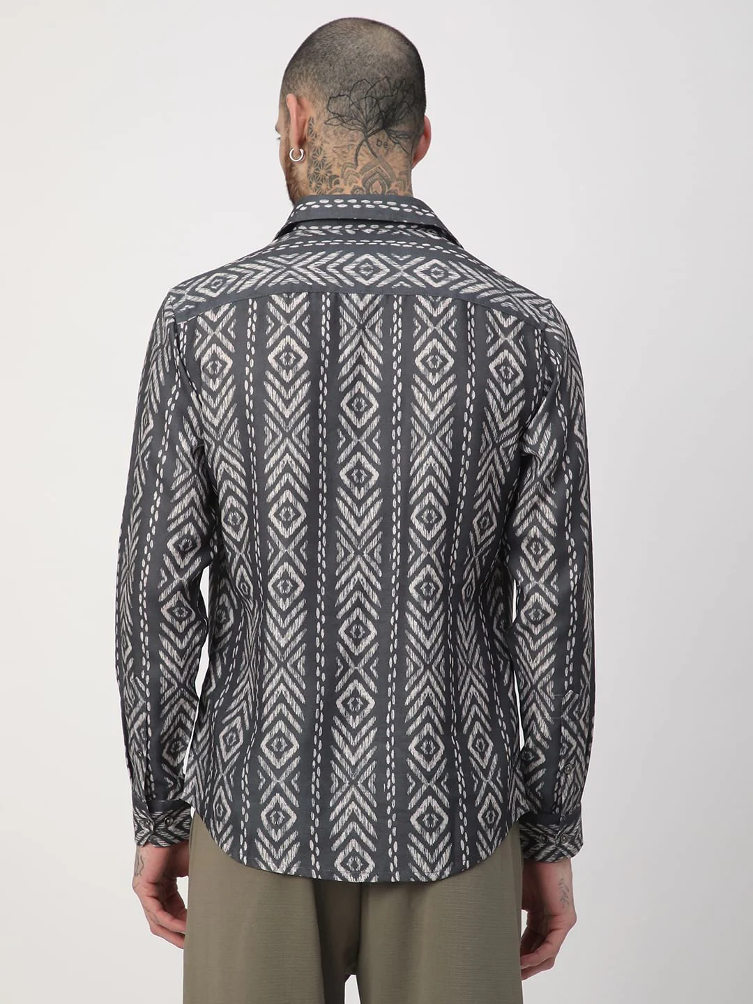 Dark Slate Grey Ikat Printed Shirt - Image 5