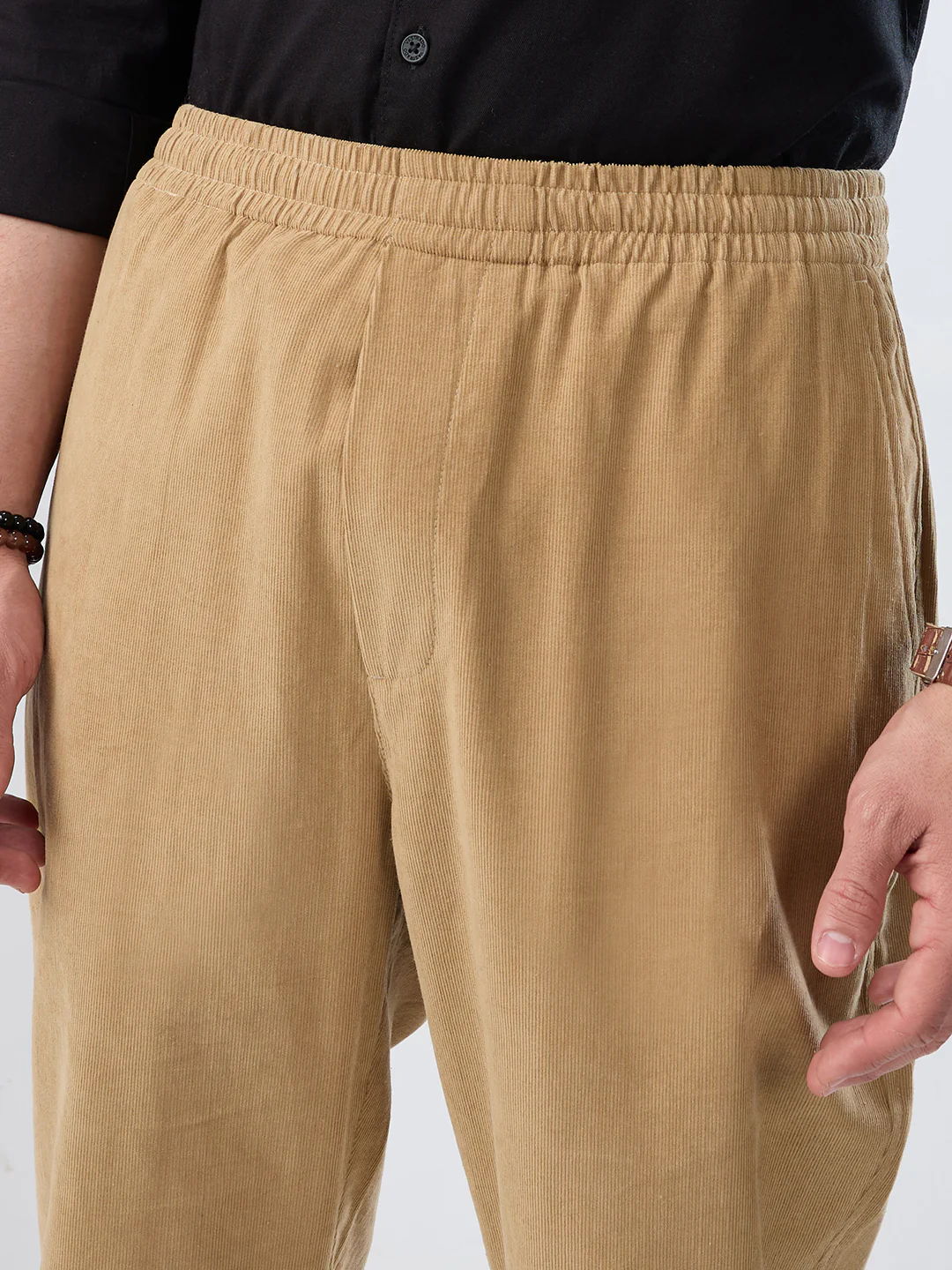 Death Valley Beige Corduroy Tapered Trousers - Image 3