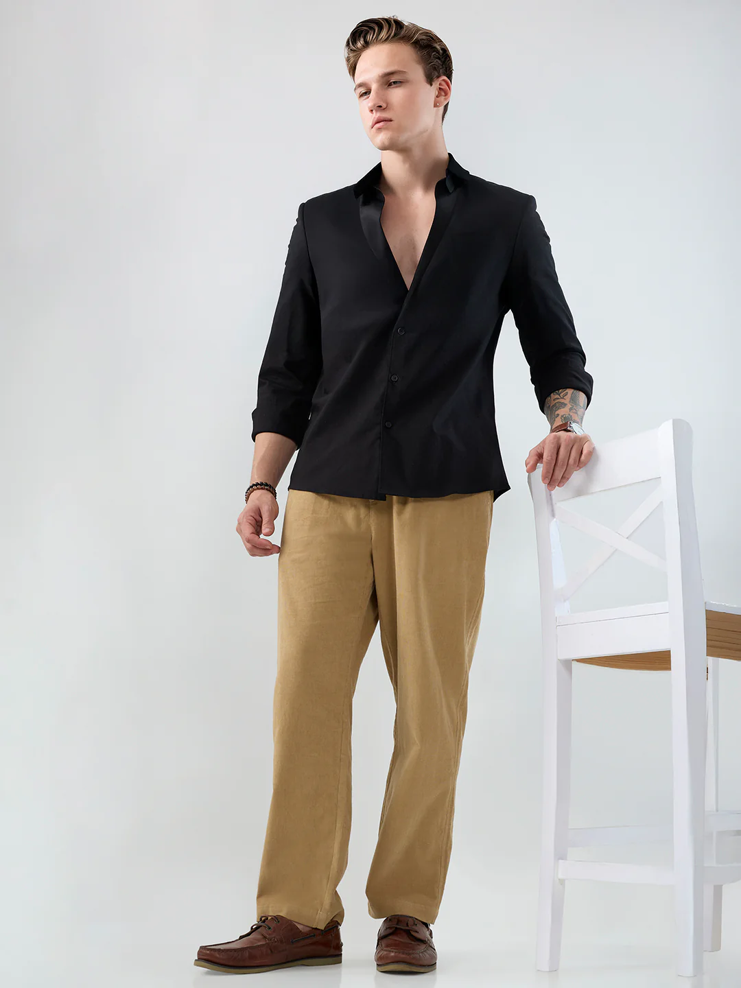 Death Valley Beige Corduroy Tapered Trousers - Image 7