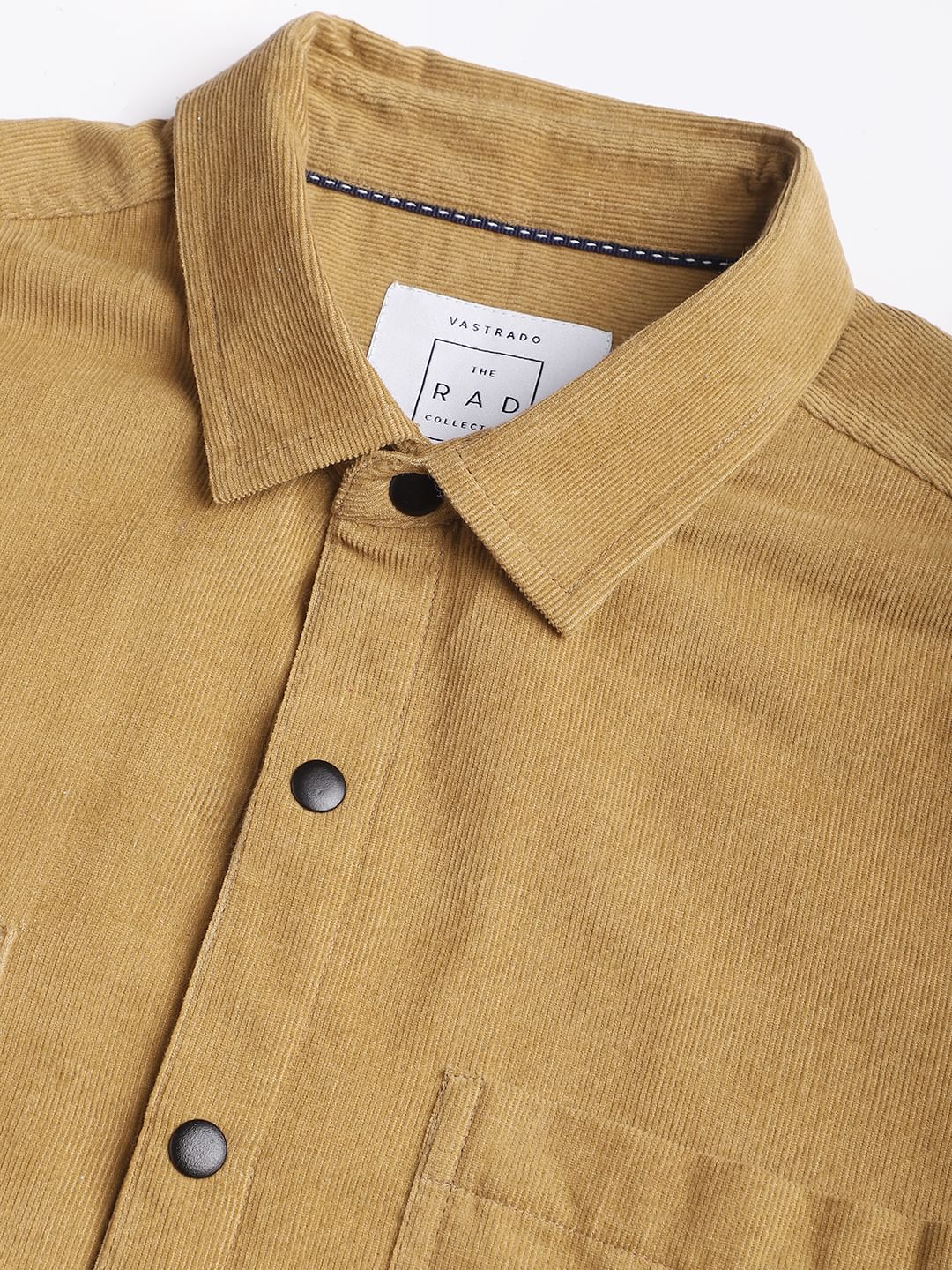 Debonair Khaki Double Pocket Corduroy Overshirt - Image 4