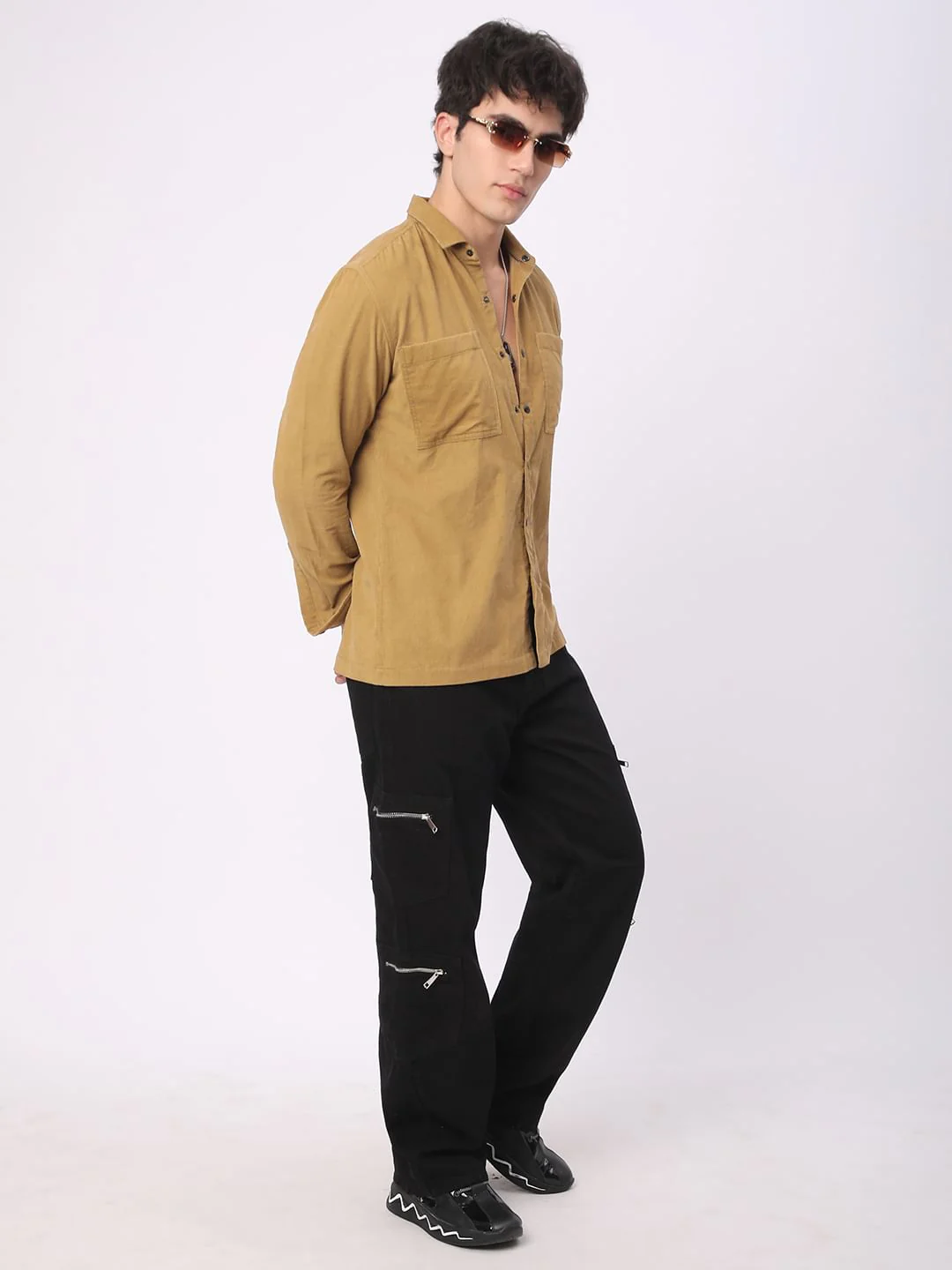 Debonair Khaki Double Pocket Corduroy Overshirt - Image 8