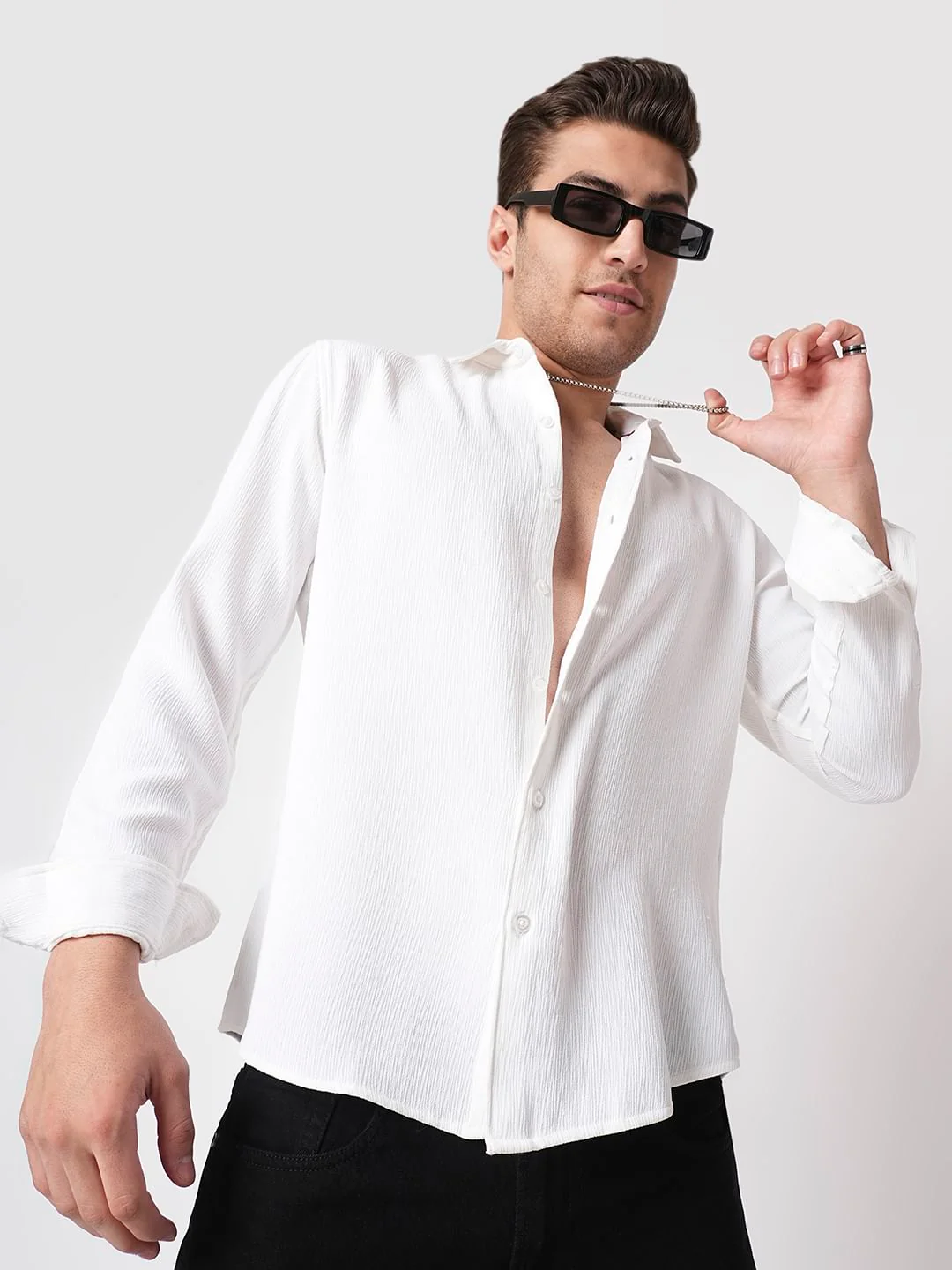 Debonair White Crepe Shirt - Image 2