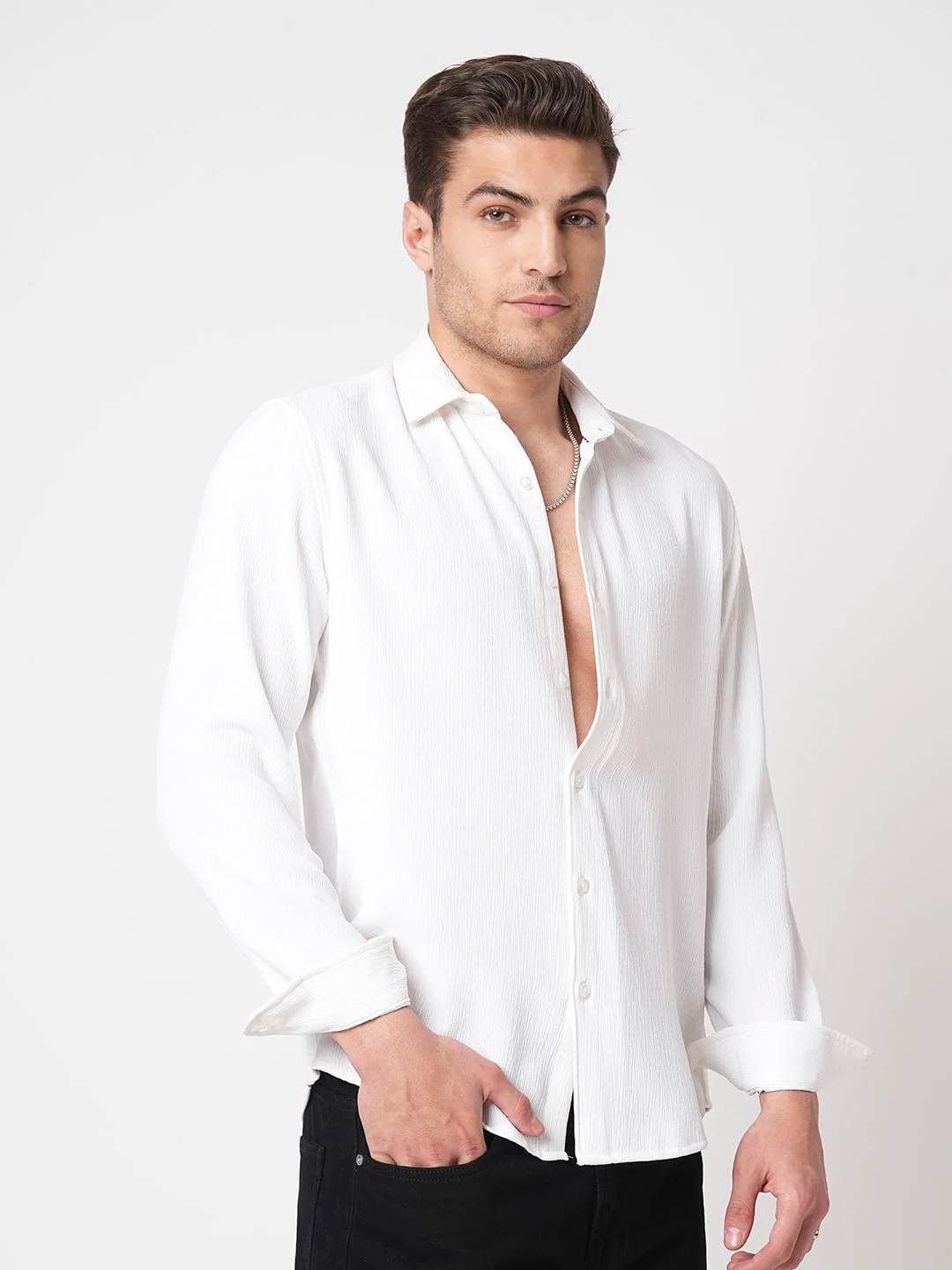 Debonair White Crepe Shirt - Image 6