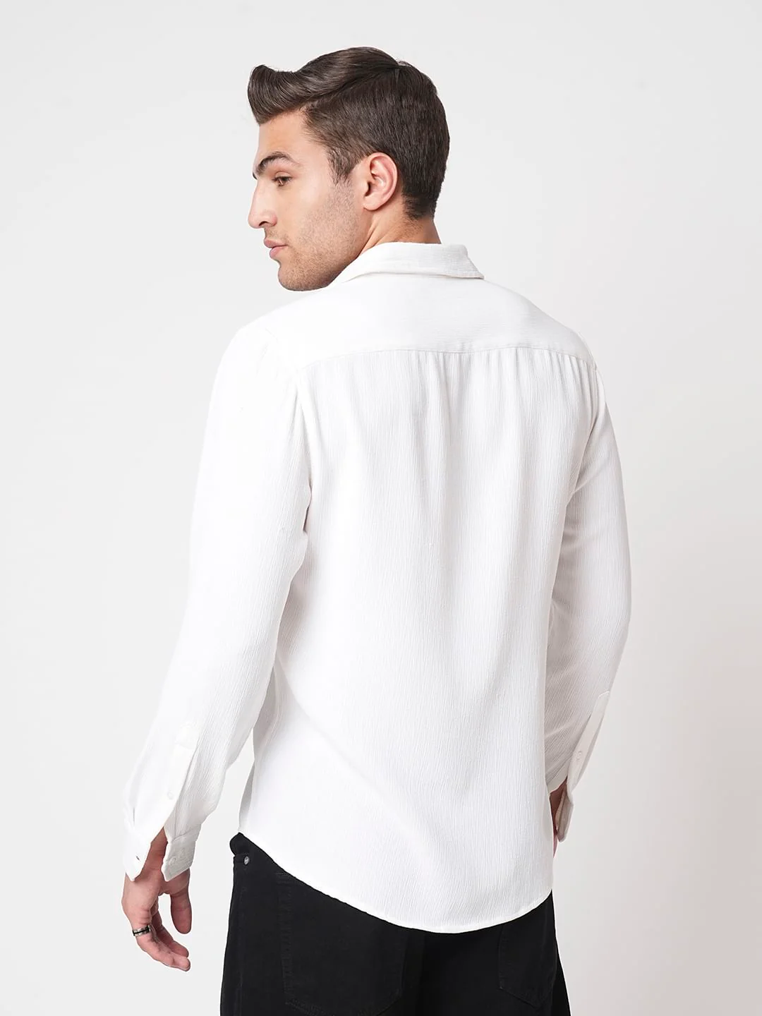 Debonair White Crepe Shirt - Image 7