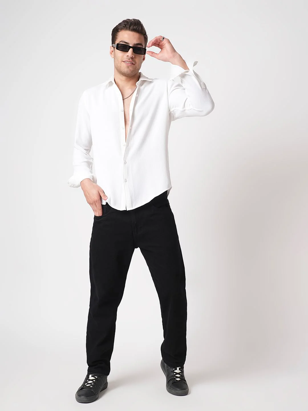 Debonair White Crepe Shirt - Image 8