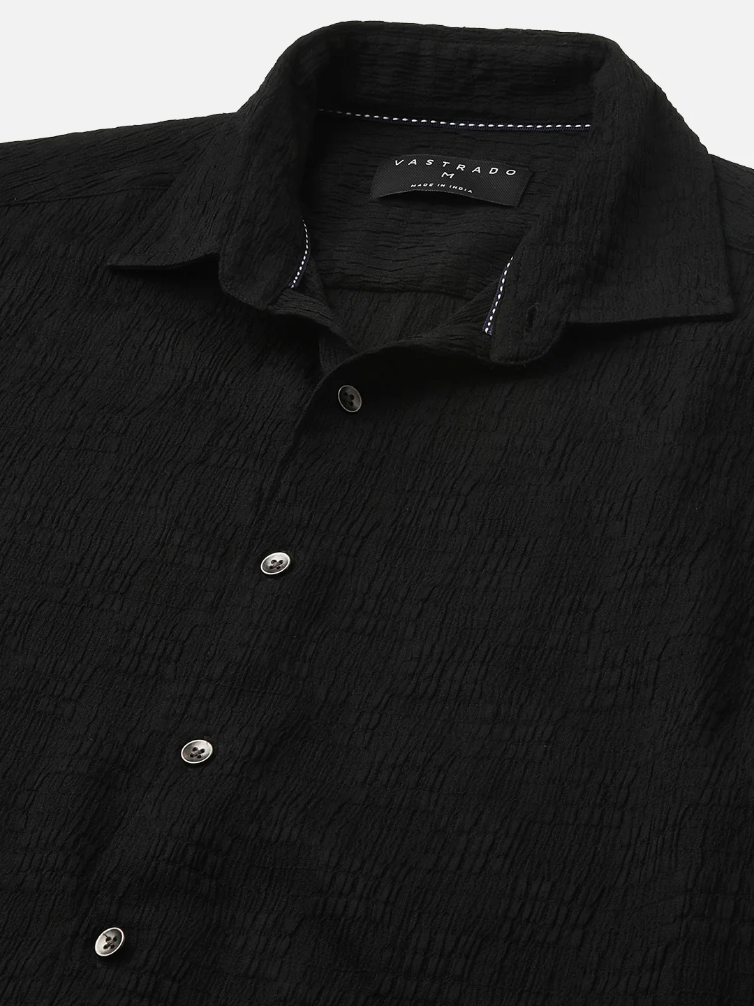 Deep Black Crinkled Textured Shirt - Image 3