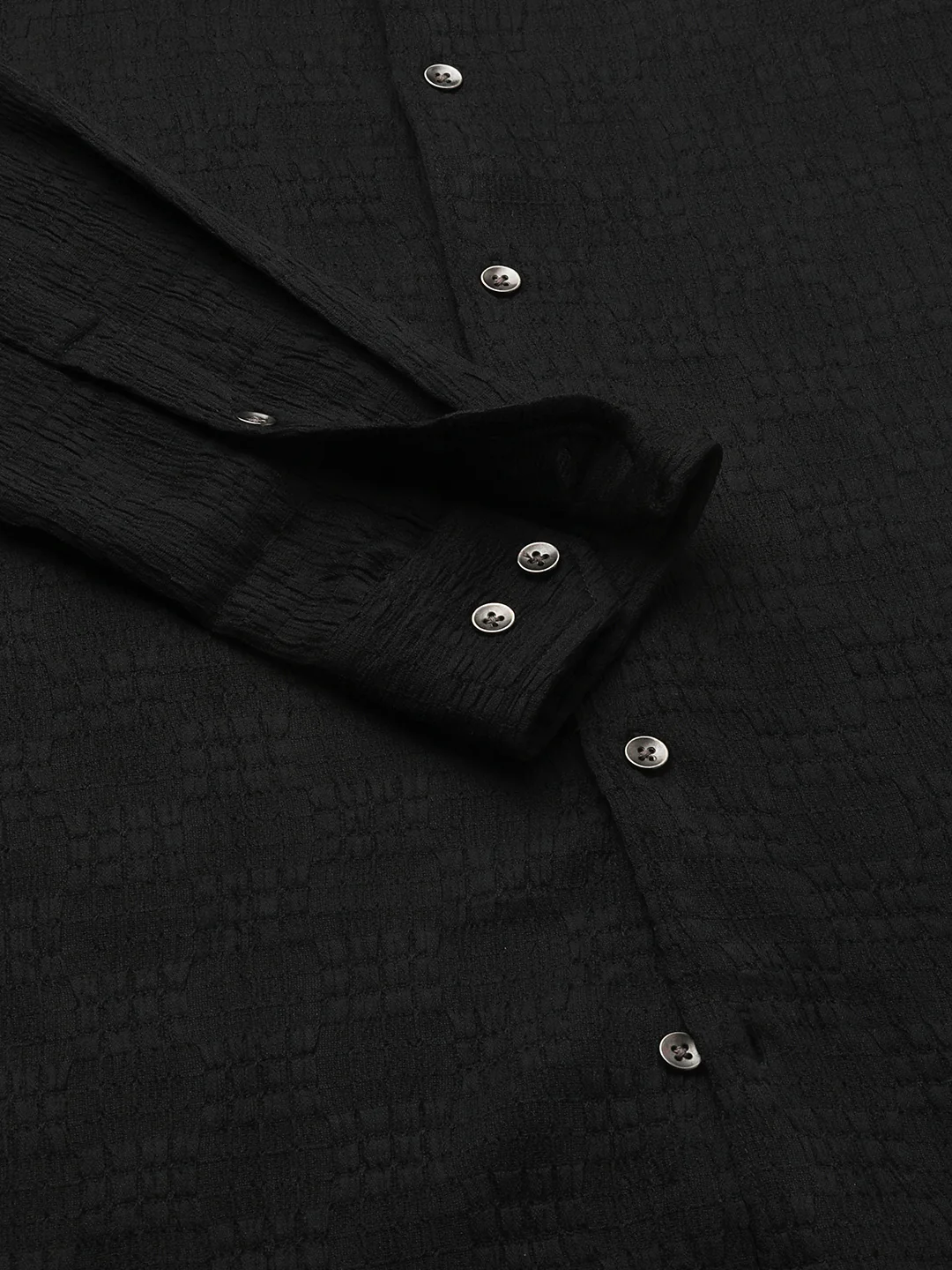 Deep Black Crinkled Textured Shirt - Image 8