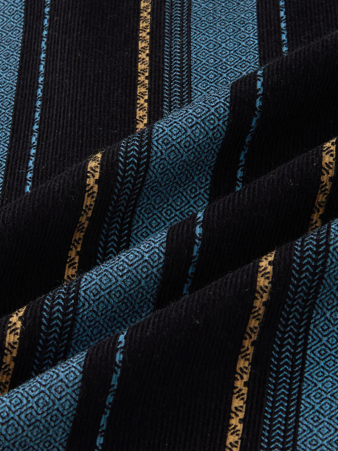 Deep Blue Embellished Corduroy Striped Shirt - Image 8