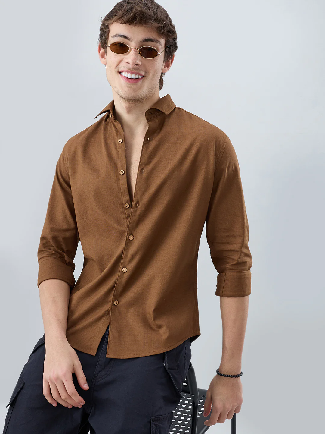 Deep Brown Dense Weave Shirt - Image 2