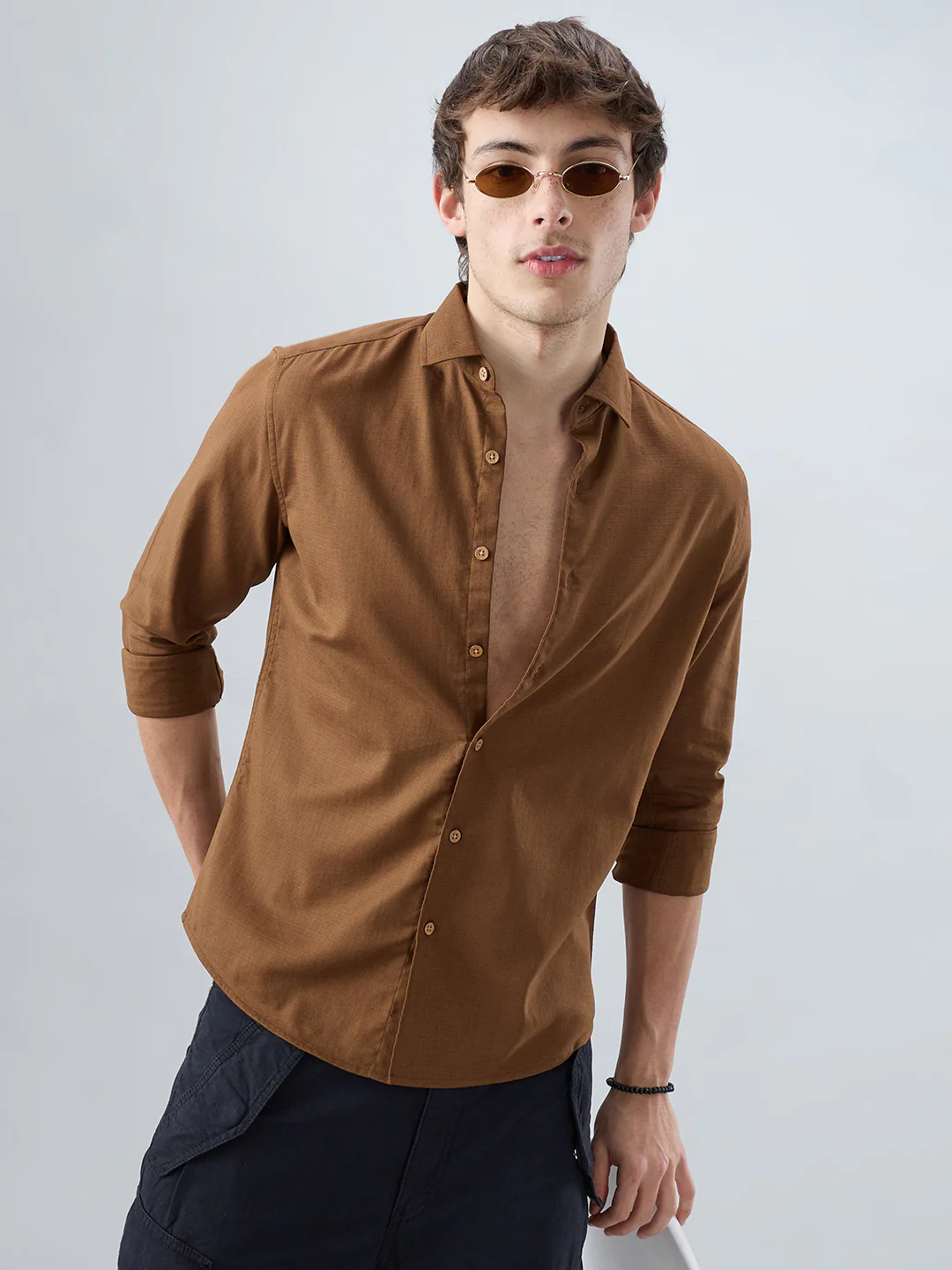 Deep Brown Dense Weave Shirt - Image 4